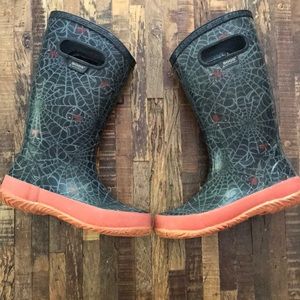 Bogs Rain Boots with Spider Web Pattern